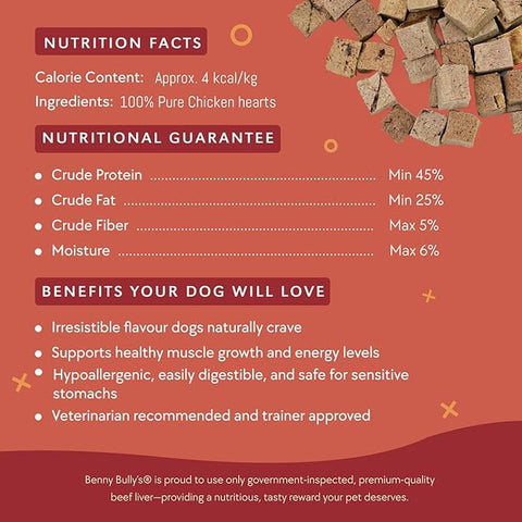 Benny Bullys - Mini Bits Freeze-Dried Chicken Heart 38g