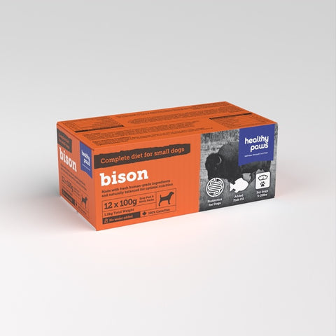 Healthy Paws - Complete Small Dog Dinner Bison 12 x 100g