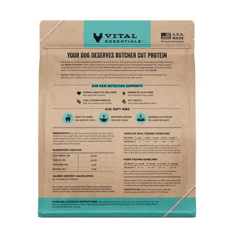 Vital Essentials - Freeze-Dried Raw Soft Nibs Dog Food: Beef & Salmon