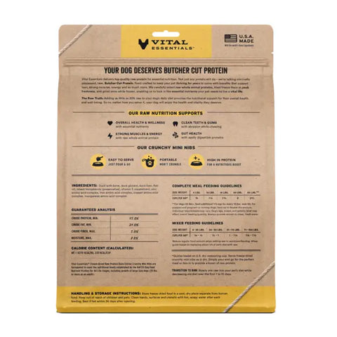Vital Essentials - Freeze-Dried Raw Crunchy Nibs Dog Food: Duck