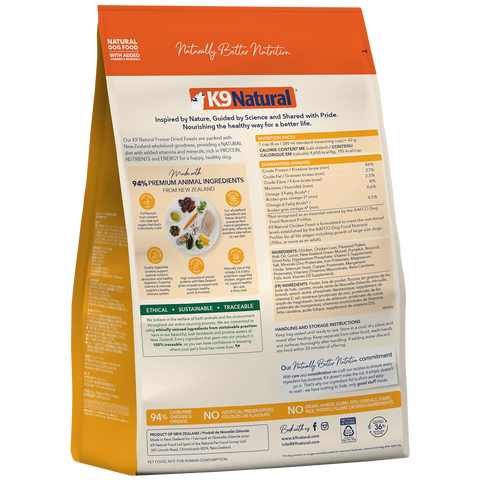 K9 Natural™ - New Zealand Chicken Feast Freeze-Dried 100g/500g/1.8kg/3.6kg