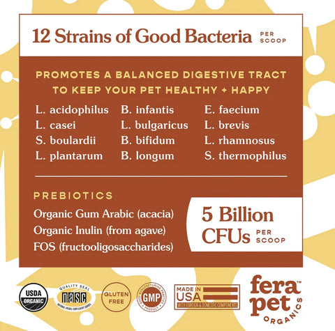 Fera - Organic Probiotics with Prebiotics for Dogs & Cats, Powder - 60 Servings