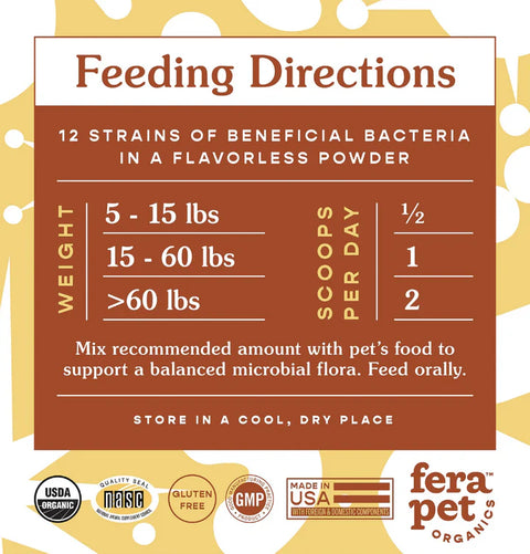 Fera - Organic Probiotics with Prebiotics for Dogs & Cats, Powder - 60 Servings