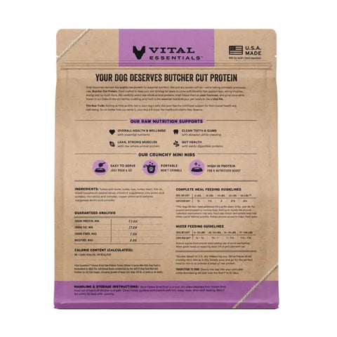 Vital Essentials - Freeze-Dried Raw Crunchy Nibs Dog Food: Turkey