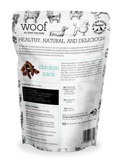 NZPF - Air Dried Woof Treats - Chicken Neck 50g