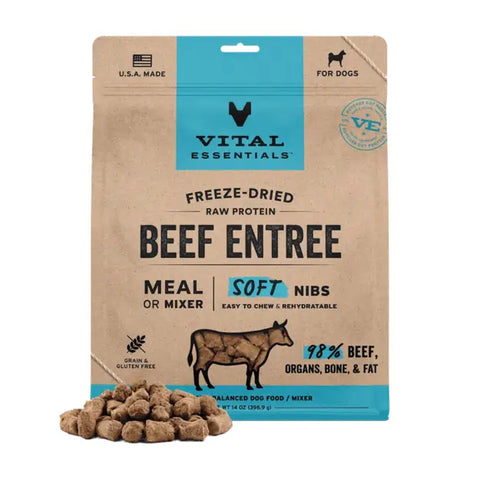 Vital Essentials - Freeze-Dried Raw Soft Nibs Dog Food: Beef