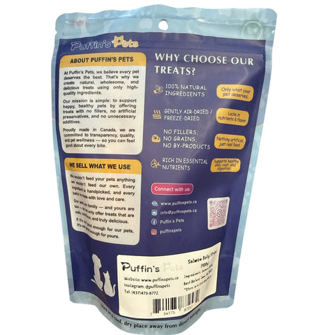 Puffin's Pets - Freeze Dried Salmon Belly Strips 100g