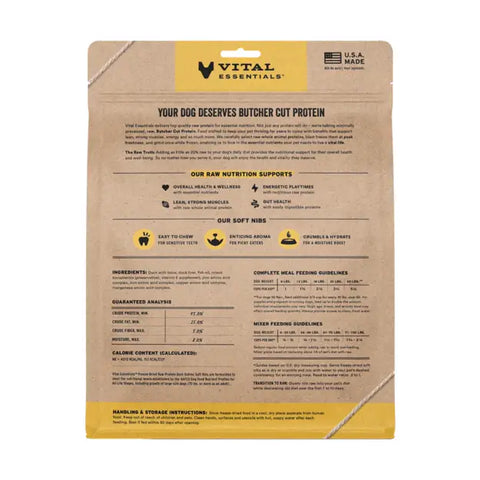 Vital Essentials - Freeze-Dried Raw Soft Nibs Dog Food: Duck