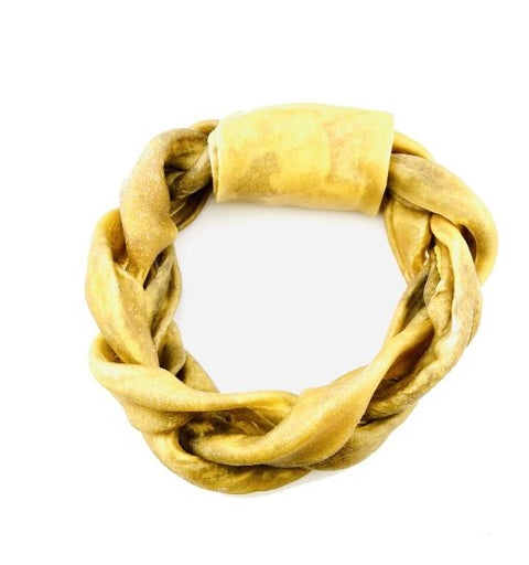 Nature's Own Dog Chew - BIG DOG Braided Buffalo Cheek Donut (7-8 inch)
