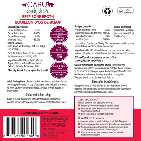 Caru - Daily Dish Beef Bone Broth for Dogs & Cats