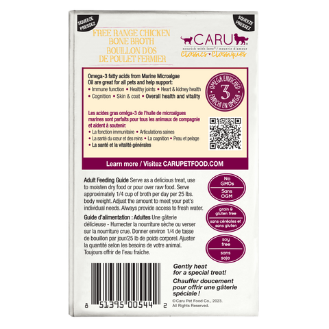 Caru - Classics Free Range Chinken Bone Broth for Dogs & Cats