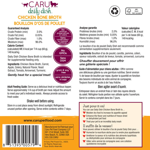 Caru - Daily Dish Chicken Bone Broth for Dogs & Cats