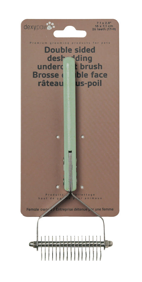 Dexypaws - Double-Sided Metallic Deshedding Undercoat Brush