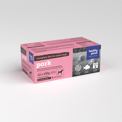 Healthy Paws - Complete Small Dog Dinner Pork 12 x 100g