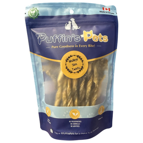 Puffin's Pets - Dehydrated Walleye Skin Twists 50g