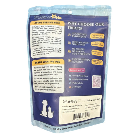 Puffin's Pets - Dehydrated Venison Crisps 60g