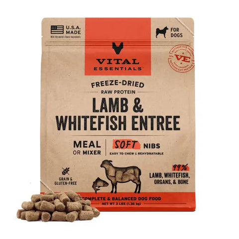 Vital Essentials - Freeze-Dried Raw Soft Nibs Dog Food: Lamb & Whitefish