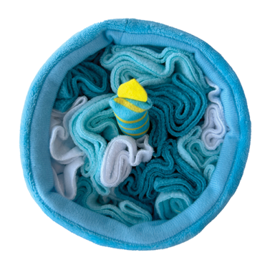 foufouBRANDS™ - fouFIT™ Hide 'n Seek Birthday Cake Snuffle Blue 5" Dog Toy