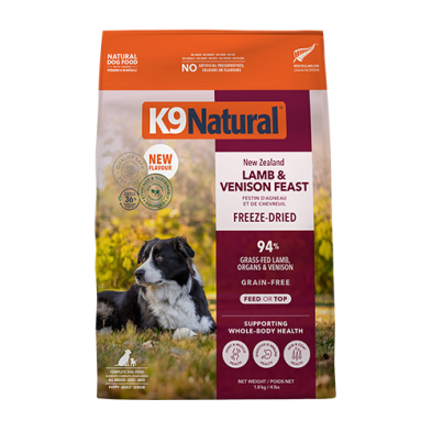 K9 Natural™ - New Zealand Lamb & Venison Feast Freeze Dried Dog Food 100g/500g/1.8kg