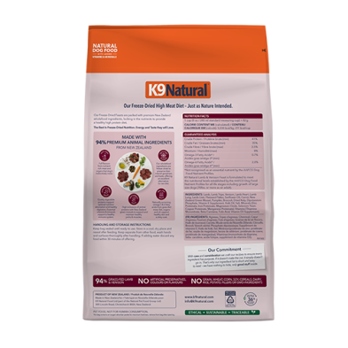 K9 Natural™ - New Zealand Lamb & Venison Feast Freeze Dried Dog Food 100g/500g/1.8kg